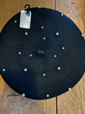 Baret met pareldetails zwart